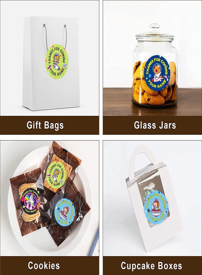 Yellow Nuts ملصقات شكر مخصصة من يلو ناتس، 48 قطعة، بتصميم فضائي، هدية تذكارية لحفلات أعياد الميلاد، ملصقات شكر على الحضور (بتصميم فضائي). - Image 5